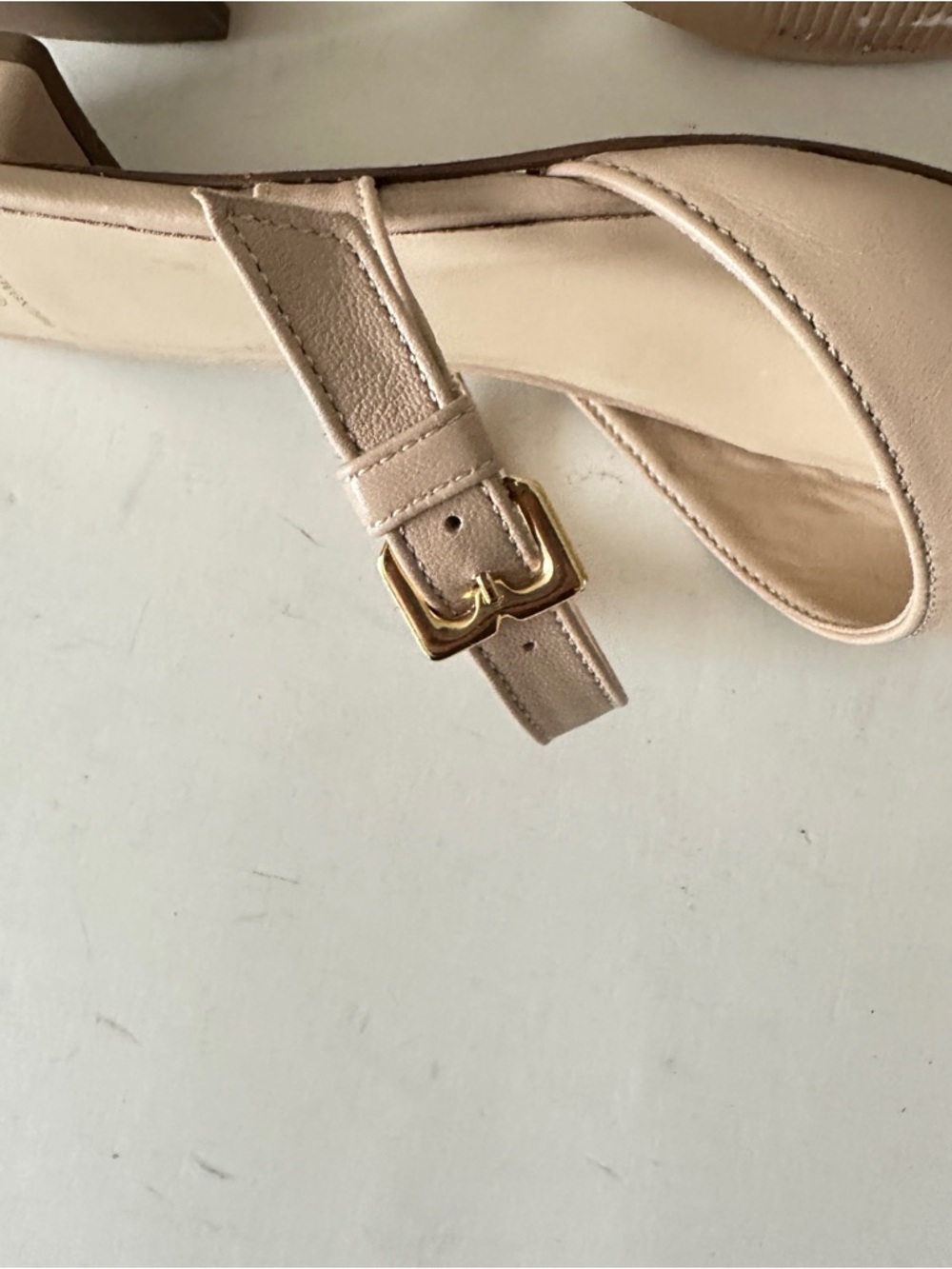 NEW Bruno Magli Pasha Nude Leather Slingback Mules with Gold Buckle, Sz 37.5 - Picture 11 of 13